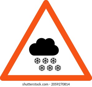 Icono del vector de advertencia del tiempo de nieve. Un diseño de ilustración plana del icono Aviso del clima de nieve sobre un fondo blanco.