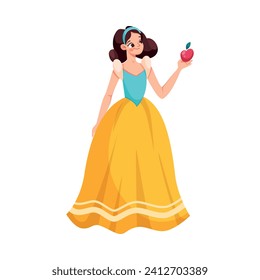 Snow White with Apple as Fairytale Character Vector Illustration