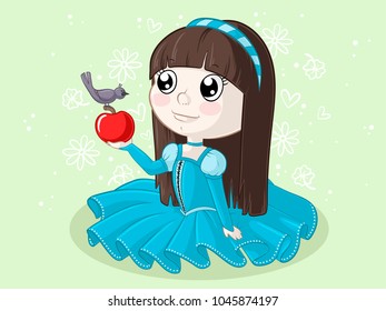 Snow White cartoon with red apple