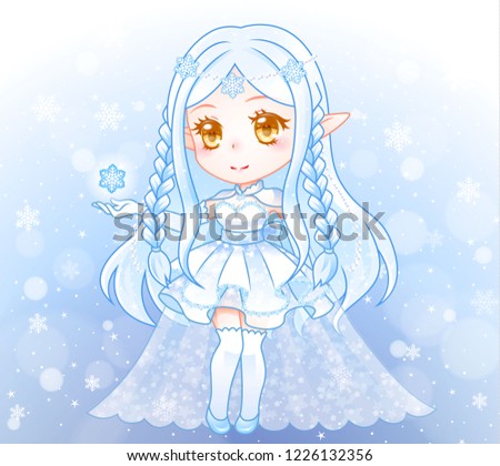 Snow White Christmas Kawaii Anime Manga Stock Vector Royalty Free