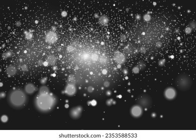 Snow and wind on a black background. white gradient decorative element