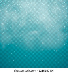 Snow and wind on a transparent background. Snow clouds or shrouds.  Christmas. Winter and snow with fog, snowfall. 