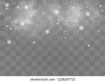 Snow and wind on a transparent background. White gradient decorative element.vector illustration. winter and snow with fog. wind and fog.