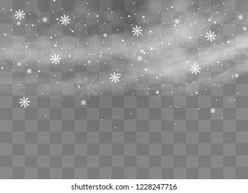 Snow and wind on a transparent background. White gradient decorative element.vector illustration. winter and snow with fog. wind and fog.