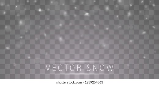 Snow and wind on a transparent background. Snow clouds or shrouds.  Christmas. Winter and snow with fog, snowfall. 