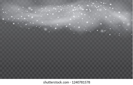 Snow and wind on a transparent background. White gradient decorative element.vector illustration. winter and snow with fog. wind and fog.