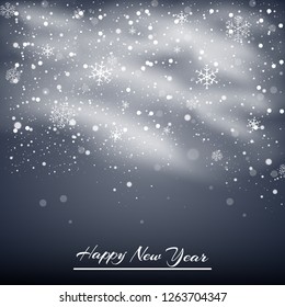 Snow and wind on a transparent background. White gradient decorative element, vector illustration.Winter and snow with fog.