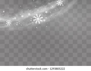 Snow and wind on a transparent background. White gradient decorative element.vector illustration. winter and snow with fog. wind and fog.