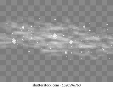 Snow and wind on a transparent background. White gradient decorative element.vector illustration. winter and snow with fog. wind and fog.