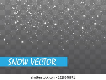 Snow and wind on a transparent background. White gradient decorative element.vector illustration.
