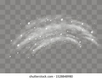 Snow and wind on a transparent background. White gradient decorative element.vector illustration. winter and snow with fog. wind and fog.