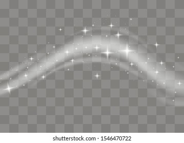 Snow And Wind On A Transparent Background. White Gradient Decorative Element.vector Illustration. Winter And Snow With Fog. Wind And Fog.