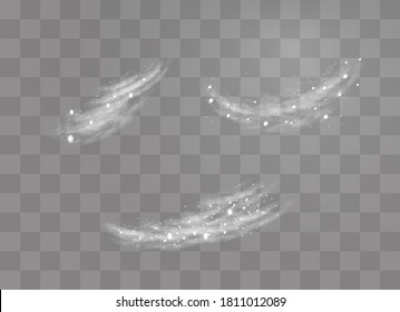 Snow and wind on a transparent background. White gradient decorative element.vector illustration. winter and snow with fog. wind and fog.