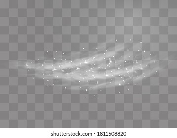 Snow and wind on a transparent background. White gradient decorative element.vector illustration. winter and snow with fog. wind and fog.