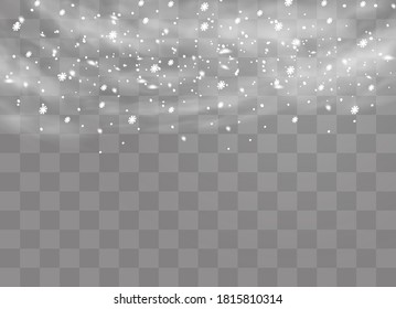 Schnee und Wind auf transparentem Hintergrund. Weißer Farbverlauf-Dekorationselement.Vektorgrafik. Winter und Schnee mit Nebel. Wind und Nebel.