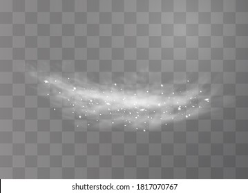 Snow and wind on a transparent background. White gradient decorative element.vector illustration. winter and snow with fog. wind and fog.