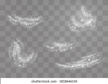 Snow and wind on a transparent background. White gradient decorative element.vector illustration. winter and snow with fog. wind and fog.