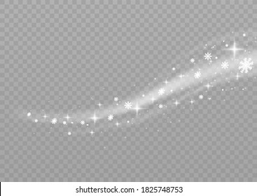 Snow and wind on a transparent background. Illustration of a white gradient of snow and wind with snowflakes. Decorative element.vector. fog. Fog vector.