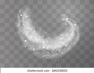 Nieve y viento sobre un fondo transparente. Elemento decorativo de gradiente blanco.ilustración vectorial. invierno y nieve con niebla. viento y niebla.