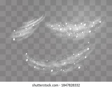 Nieve y viento sobre un fondo transparente. Elemento decorativo de gradiente blanco.ilustración vectorial. invierno y nieve con niebla. viento y niebla.