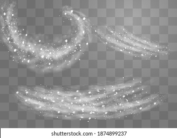 Nieve y viento sobre un fondo transparente. Elemento decorativo de gradiente blanco.ilustración vectorial. invierno y nieve con niebla. viento y niebla.