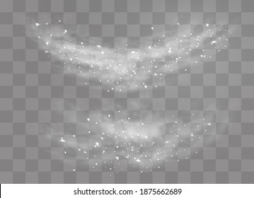 Snow and wind on a transparent background. White gradient decorative element.vector illustration. winter and snow with fog. wind and fog.