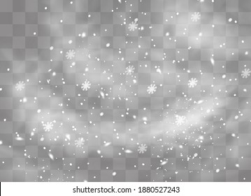 Snow and wind on a transparent background. White gradient decorative element.vector illustration. winter and snow with fog. wind and fog.
