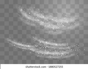 Schnee und Wind auf transparentem Hintergrund. Weißer Farbverlauf-Dekorationselement.Vektorgrafik. Winter und Schnee mit Nebel. Wind und Nebel.