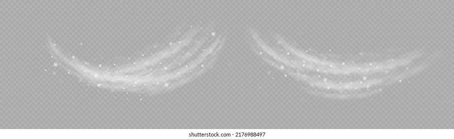 Snow and wind on a transparent background. White gradient decorative element.vector illustration. winter and snow with fog. wind and fog.