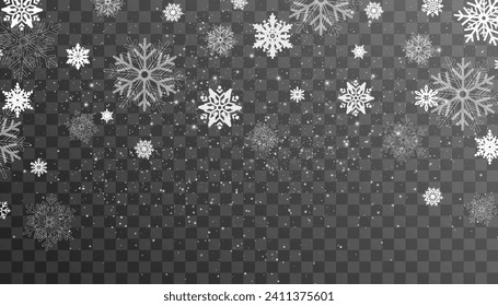 Snow and wind on a transparent background. White gradient decorative element.
