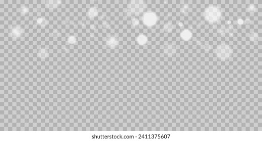 Snow and wind on a transparent background. White gradient decorative element.