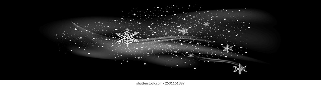 Nieve y viento sobre un fondo transparente. Elemento decorativo degradado blanco. Ilustración vectorial. invierno y nieve con niebla. viento y niebla.