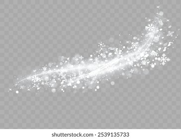 Nieve y viento. Elemento decorativo degradado blanco sobre fondo transparente. Navidades de invierno y nieve con niebla. Tormenta de nieve, ventisca o remolino. Vector