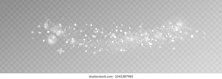Snow and wind. White gradient decorative element on a transparent background. Christmas winter and snow with fog. Snowstorm, blizzard or swirl. Vector