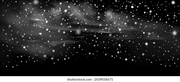 Snow and wind. White gradient decorative element on a transparent background. Christmas winter and snow with fog. Snowstorm, blizzard or swirl. Vector