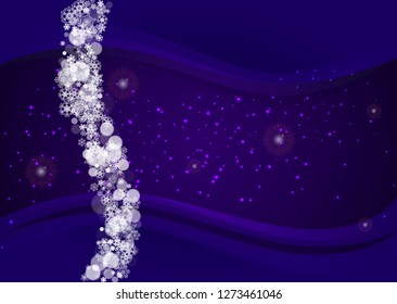 Snow window with ultra violet snowflakes. New Year snowy backdrop. Winter frame for flyer, gift card, invitation, business offer and ad. Christmas trendy background. Holiday banner with snow window