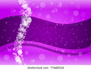 Snow window with ultra violet snowflakes. New Year frosty backdrop. Winter frame for flyer, gift card, party invite, retail offer and ad. Christmas trendy background. Holiday banner with snow window