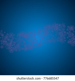 Snow window with ultraviolet snowflakes. Winter frame for gift coupons, vouchers, ads, party events. Christmas trendy background. Banner with snow window. New Year frosty backdrop