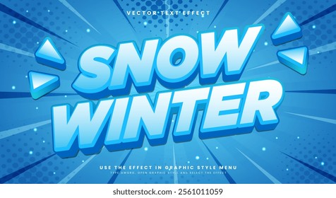 Snow winter 3d Cartoon Style editable text effect template