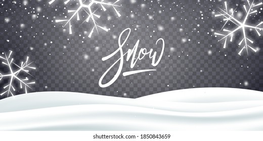 Snow winter background. Christmas realistic transparent snow overlay