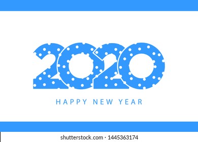 Snow winter blue 2020 happy new year. Vector illustration.