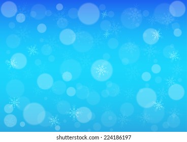 snow winter bokeh  blue light color background