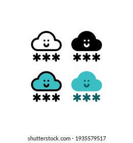 Snow in Winter Cute Cloud Weather Outline Icon, Logo, and illustration Vector