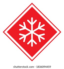 Icono de invierno de nieve, signo de copo de hielo peligroso, ilustración de vector de alerta de riesgo, símbolo de precaución cuidadoso