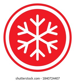 Snow winter icon, danger ice flake sign, risk alert vector illustration, careful caution symbol