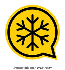 Icono de invierno de nieve, signo de copo de hielo peligroso, ilustración de vector de alerta de riesgo, símbolo de precaución cuidadoso.