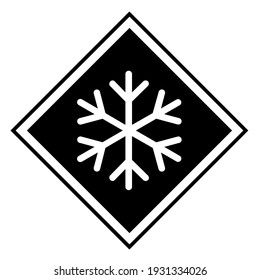 Snow winter icon, danger ice flake sign, risk alert vector illustration, careful caution symbol .