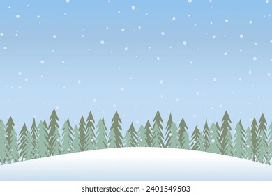 Snow winter landscape background 3d watercolour design vector illustration. Christmas background landscape cartoon style.