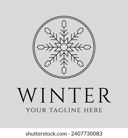snow winter new years line art logo vector symbol illustration design