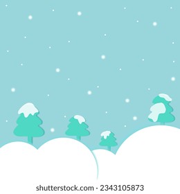 snow and winter season paper art style for merry christmas and happy new year.Vector illustration.